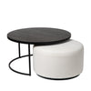 Coffee table Emir black + pouf Ritz Alpine ivory